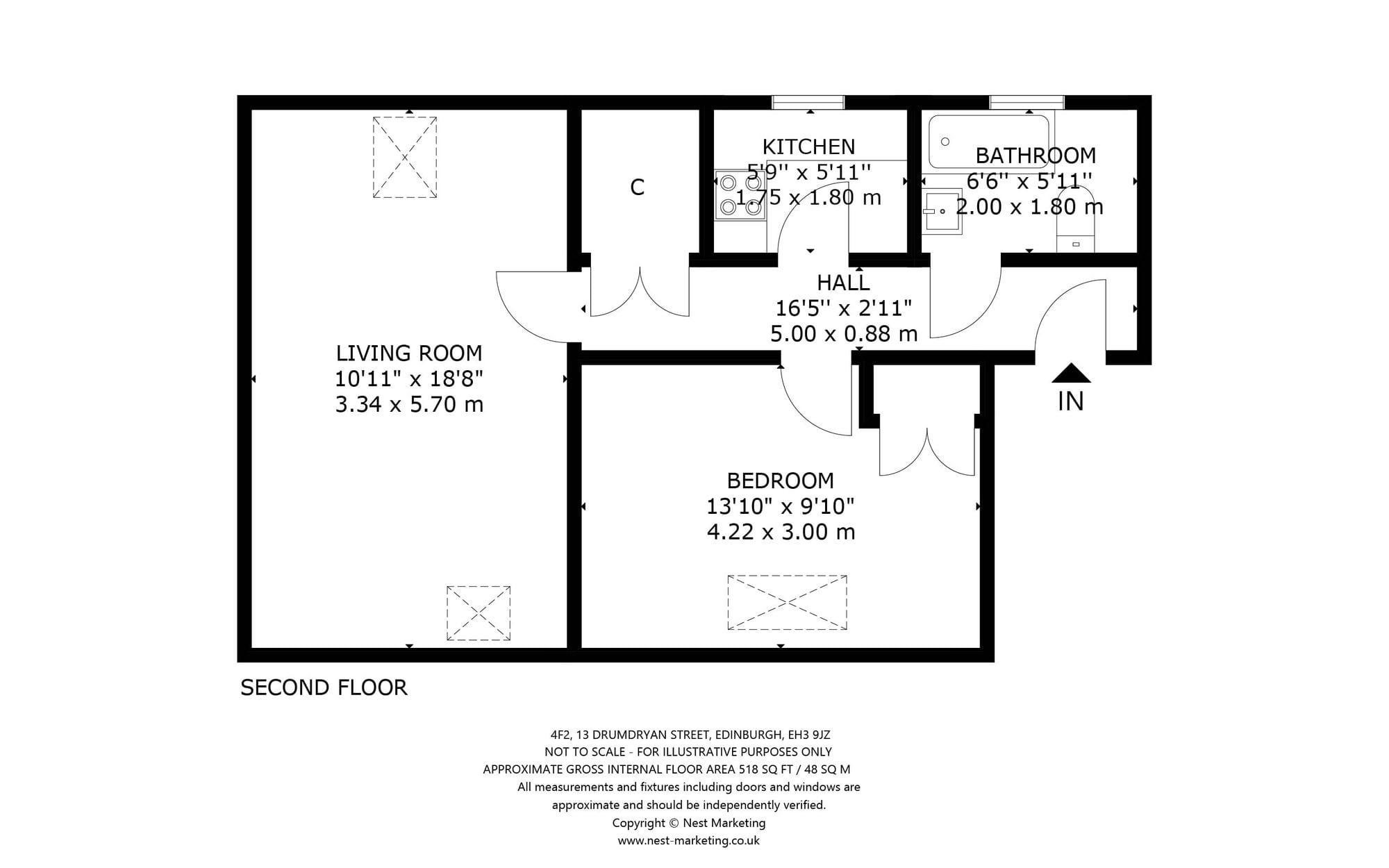 Floor plan, Drumdryan Street, Edinburgh EH3