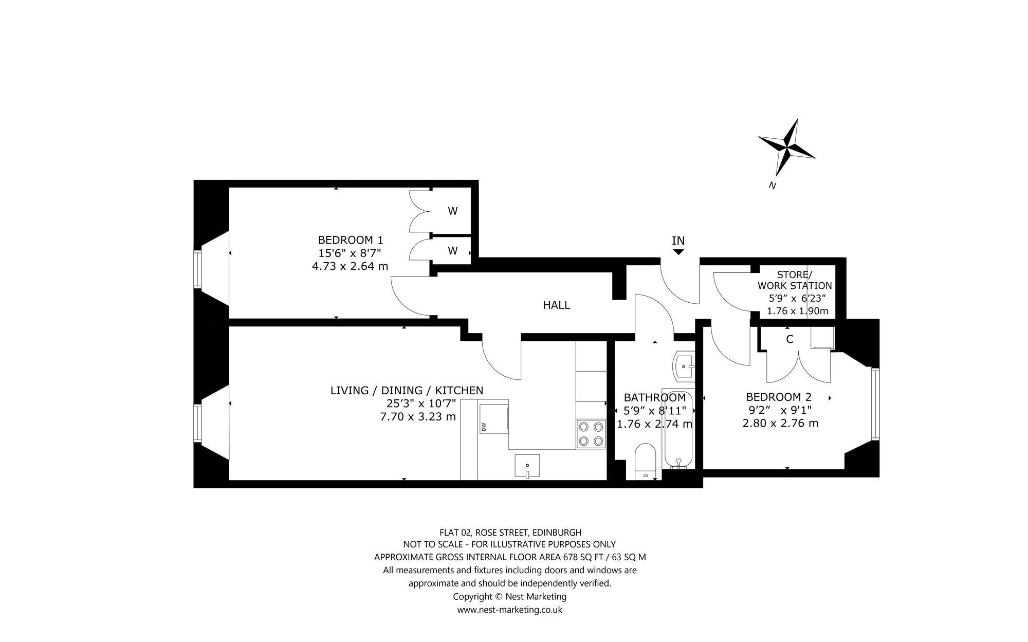 Floorplan: 77 2F2 Rose Street, Edinburgh